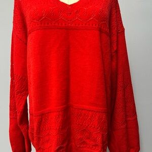 Chic Red V-Neck Sweater for Women